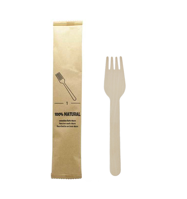 Garfo de Madeira Embalado 16cm (50 Uds) Garfo de Madeira Embalado 16cm (50 Uds)