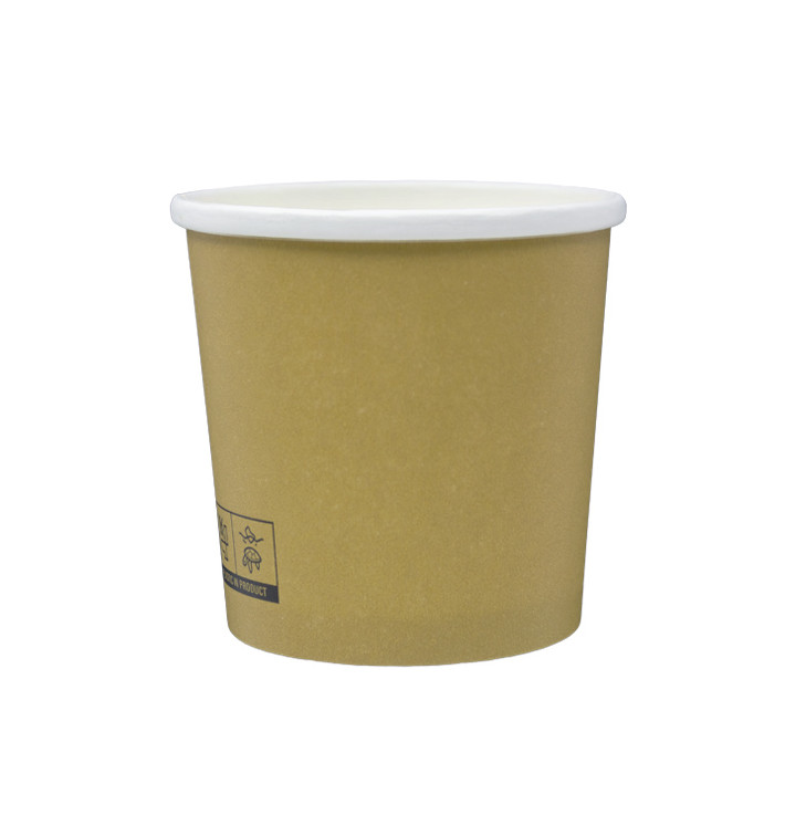 Terrina de Cartão Kraft com Rebordo Branco 350ml Ø9,0cm (25 Uds) Terrina de Cartão Kraft com Rebordo Branco 350ml Ø9,0cm (25 Uds)