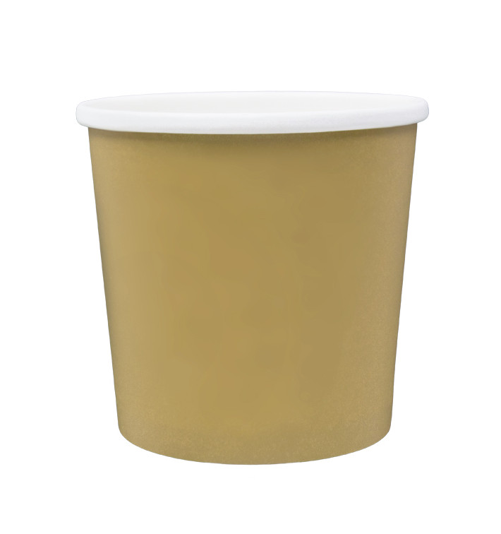 Terrina de Cartão Kraft com Rebordo Branco 750ml Ø11,9cm (25 Uds) Terrina de Cartão Kraft com Rebordo Branco 750ml Ø11,9cm (25 Uds)