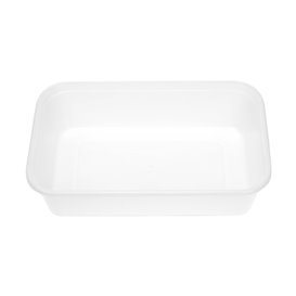 Terrina Retangular PP Branca com Tampa 500ml 17,3x11,9cm (50 Uds)