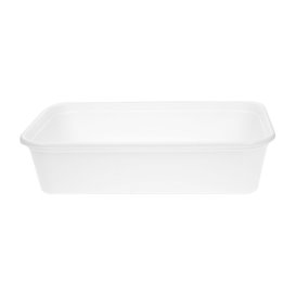 Terrina Retangular PP Branca com Tampa 500ml 17,3x11,9cm (50 Uds)
