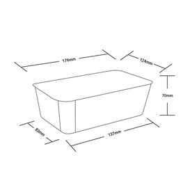 Terrina Retangular PP Preta com Tampa 1.000ml 17,3x11,9cm (50 Uds)