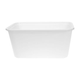 Terrina Retangular PP Branca com Tampa 1.000ml 17,3x11,9cm (50 Uds)