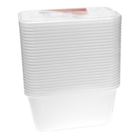Terrina Retangular PP Branca com Tampa 1.000ml 17,3x11,9cm (500 Uds)