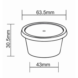 Terrina in PP Transparente para Molhos com Tampa 2Oz/60ml (100 Uds)