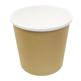Terrina de Cartão Kraft com Rebordo Branco 750ml Ø11,7cm (25 Uds)