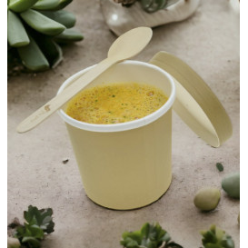 Terrina de Cartão Kraft com Rebordo Branco 350ml Ø9,0cm (25 Uds)
