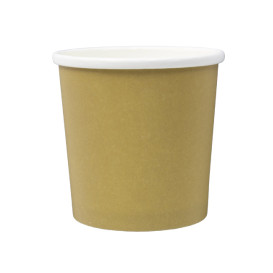 Terrina de Cartão Kraft com Rebordo Branco 350ml Ø9,0cm (25 Uds)