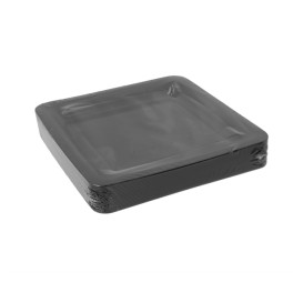 Prato Reutilizável PP Rigido Quadrado Preto 18x18cm (20 Uds)