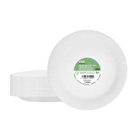 Prato de Cartão Redondo "Radial" Branco Ø18cm 200gr/m² (50 Uds)