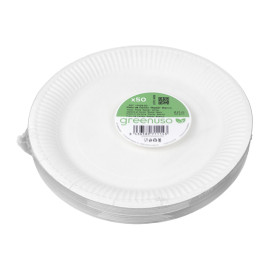 Prato de Cartão Redondo "Radial" Branco Ø23cm 200gr/m² (650 Uds)