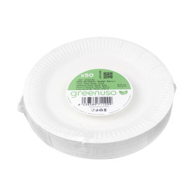 Prato de Cartão Redondo "Radial" Branco Ø18cm 200gr/m² (650 Uds)