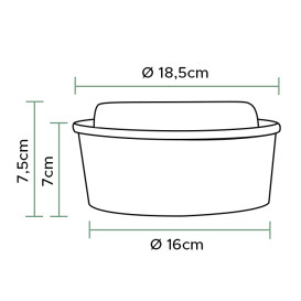 Terrina de Cartão Kraft-Kraft con Tampa PET 1.300ml (240 Uds)