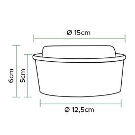 Terrina de Cartão Kraft-Kraft con Tampa PET 500ml Ø15cm (50 Uds)