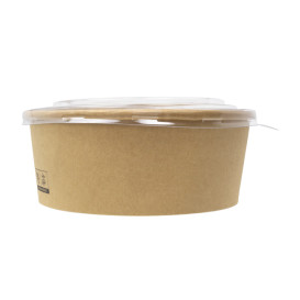 Terrina de Cartão Kraft-Kraft con Tampa PET 1.300ml Ø18,5cm (20 Uds)