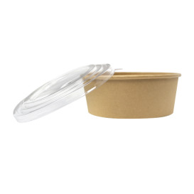 Terrina de Cartão Kraft-Kraft con Tampa PET 1.300ml Ø18,5cm (20 Uds)