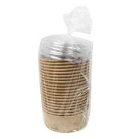 Terrina de Cartão Kraft-Kraft con Tampa PET 1.300ml Ø18,5cm (20 Uds)
