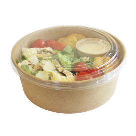 Terrina de Cartão Kraft-Kraft con Tampa PET 1.300ml Ø18,5cm (20 Uds)