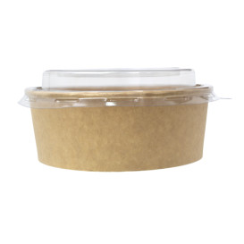 Terrina de Cartão Kraft-Kraft con Tampa PET 500ml Ø15cm (250 Uds)