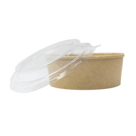 Terrina de Cartão Kraft-Kraft con Tampa PET 500ml Ø15cm (50 Uds)