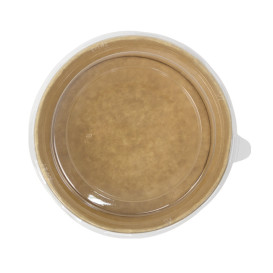 Terrina de Cartão Kraft-Kraft con Tampa PET 500ml Ø15cm (50 Uds)