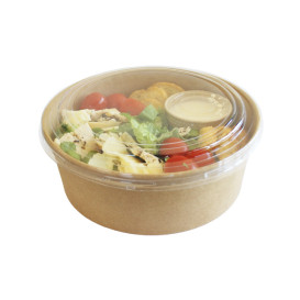 Terrina de Cartão Kraft-Kraft con Tampa PET 500ml Ø15cm (50 Uds)