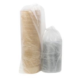 Terrina de Cartão Kraft-Kraft con Tampa PET 500ml Ø15cm (50 Uds)