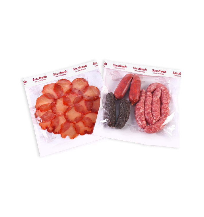 Sacos vermelhos com fecho adesivo