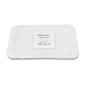 Bandeja de Cartão Rectangular Branca 12x19cm (700 Uds)