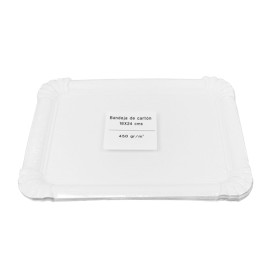 Bandeja de Cartão Rectangular Branca 18x24cm (50 Uds)