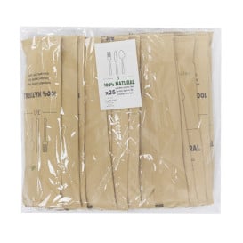 Conjunto Talheres Madeira Garfo Colher Faca (25 Uds)