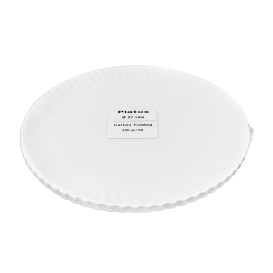 Prato de Cartão Redondo Branco Ø27cm 550g/m² (400 Uds)