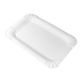 Bandeja de Cartão Rectangular Branca 12x19cm (50 Uds)