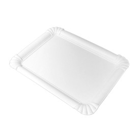 Bandeja de Cartão Rectangular Branca 18x24cm (50 Uds)