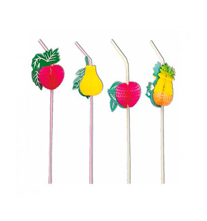 Palhinha Flexíveis para Bebidas Fruta Ø5mm 33cm Palhinha Flexíveis para Bebidas Fruta Ø5mm 33cm