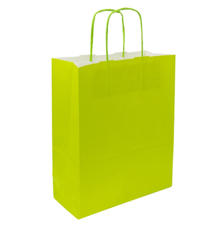 Saco Papel Verde com Asas 90g/m² 28+10x22 cm (25 Uds) Saco Papel Verde com Asas 90g/m² 28+10x22 cm (25 Uds)
