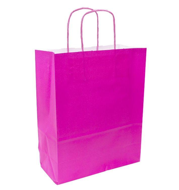 Saco de papel Fuchsia com alças 90g/m² 28+10x22 cm (25 Uds) Saco de papel Fuchsia com alças 90g/m² 28+10x22 cm (25 Uds)