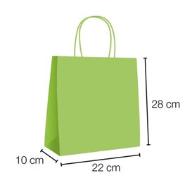 Saco Papel Verde com Asas 90g/m² 28+10x22 cm (25 Uds)