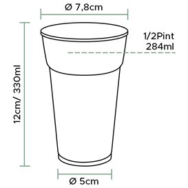 Copo de Plastico Transparente PP 375 ml Ø8,0cm (74 Unidades)