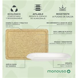Bandeja de Cartão Rectangular Branca 12x19cm (50 Uds)