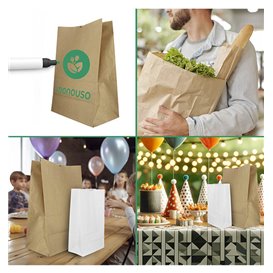 Saco de Papel Sem Asas Kraft 60g/m² 18+11x34cm (25 Unidades)
