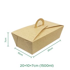 Caixa TakeAway com alça Kraft 20x10x7cm (140 Uds)