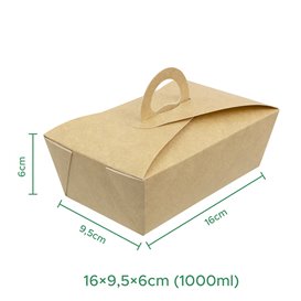 Caixa TakeAway com alça Kraft 16x9,5x6cm (25 Uds)