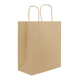 Sacos de Papel Kraft de Alça plana 80g/m² 22+10x28cm (250 Uds)