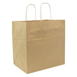 Saco Papel Kraft Asas 70g/m² 25+17x26cm (50 Uds)