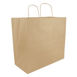 Saco Papel Kraft Asas 70g/m² 25+17x26cm (250 Uds)