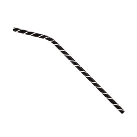 Palhinha Flexíve Papel Embalada Preto Riscas Brancas Ø6mm 210mm (100 Uds)