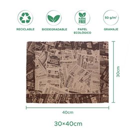 Toalhete Papel Mesa Kraft 30x40cm "Imprensa" 50g (500 Uds)
