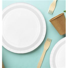 Prato de Cartão Redondo Anti-Gordura Branco Ø18cm 220g/m² (50 Uds)