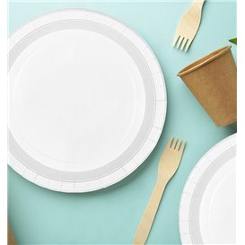 Prato de Cartão Redondo Anti-Gordura Branco Ø22cm 220g/m² (50 Uds)